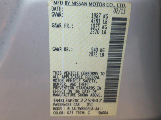 1N4BL3AP2DC225947 - 2013 NISSAN ALTIMA 3.5 SILVER photo 10