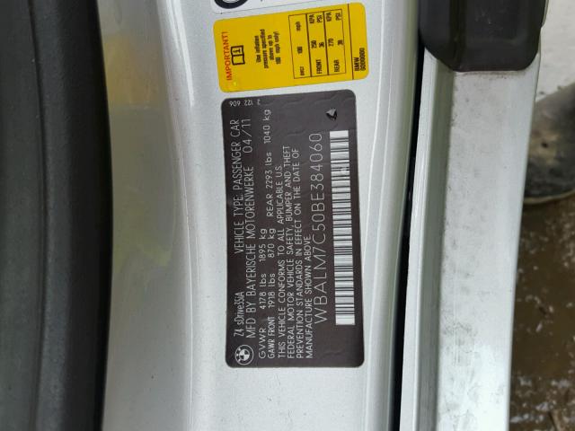 WBALM7C50BE384060 - 2011 BMW Z4 SDRIVE3 SILVER photo 10