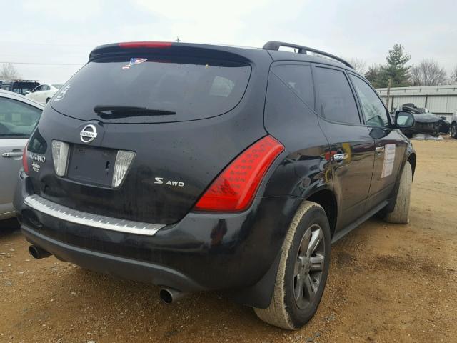 JN8AZ08W87W659975 - 2007 NISSAN MURANO SL BLACK photo 4