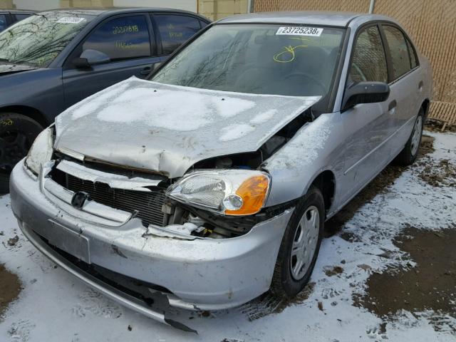 2HGES16501H514843 - 2001 HONDA CIVIC LX SILVER photo 2