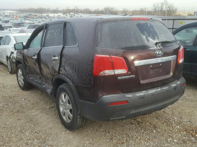 5XYKT3A16BG029525 - 2011 KIA SORENTO BA BURGUNDY photo 3