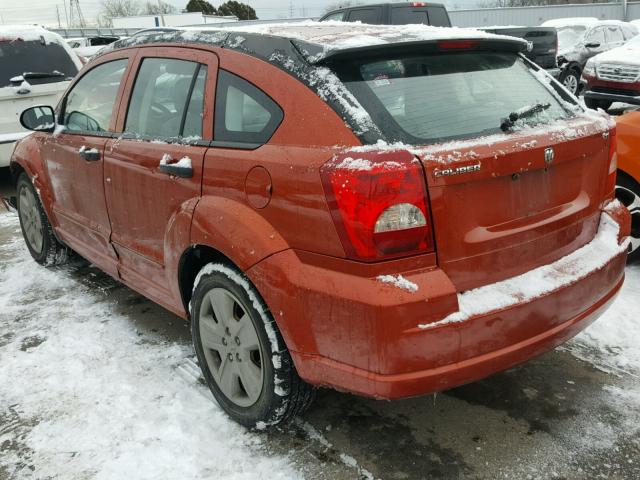 1B3HB48B57D305492 - 2007 DODGE CALIBER SX ORANGE photo 3