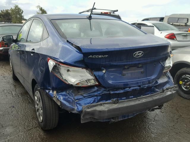 KMHCT4AE6FU887302 - 2015 HYUNDAI ACCENT GLS BLUE photo 3