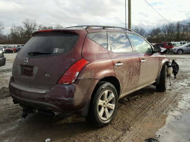 JN8AZ08T77W521978 - 2007 NISSAN MURANO SL MAROON photo 4