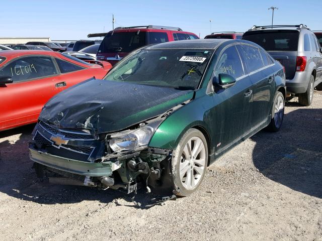 1G1PG5SB0E7109989 - 2014 CHEVROLET CRUZE LTZ GREEN photo 2