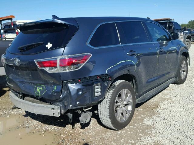 5TDZKRFH4FS073784 - 2015 TOYOTA HIGHLANDER BLUE photo 4