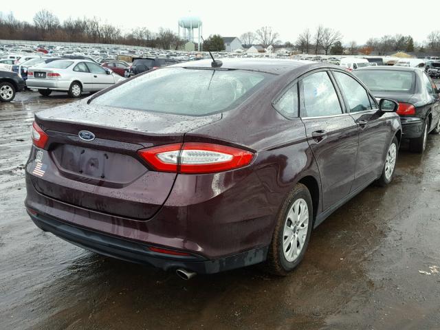 3FA6P0G73DR210712 - 2013 FORD FUSION S BURGUNDY photo 4