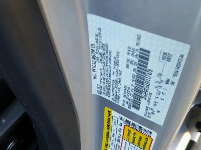 3FA6P0RUXER117478 - 2014 FORD FUSION TIT SILVER photo 10