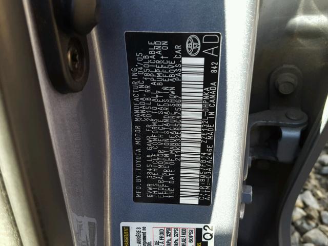 2T1KR32E65C475867 - 2005 TOYOTA COROLLA MA BLUE photo 10