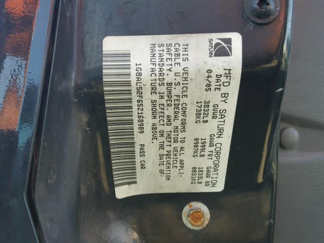 1G8AL52F65Z168989 - 2005 SATURN ION LEVEL BLACK photo 10