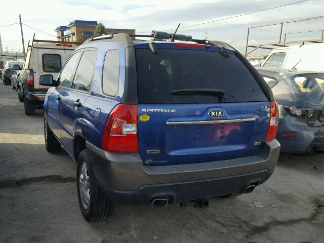 KNDJE723187472538 - 2008 KIA SPORTAGE E BLUE photo 3