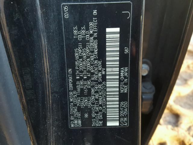 JTLKT334150212126 - 2005 TOYOTA SCION XB შავი ფოტო 10