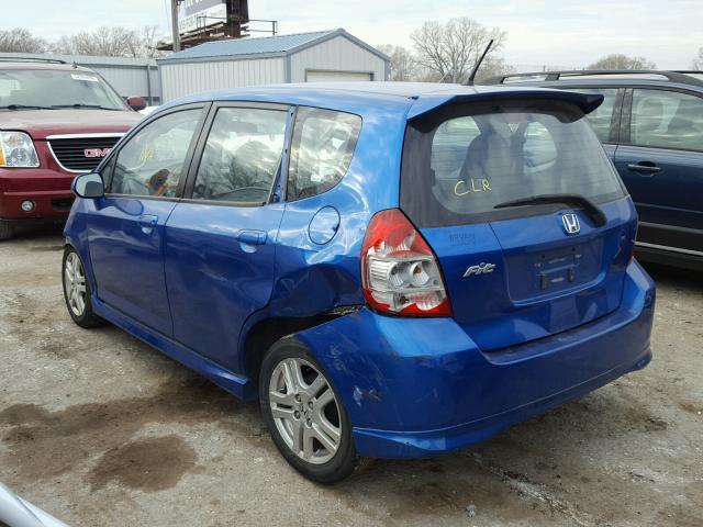 JHMGD38607S016774 - 2007 HONDA FIT S BLUE photo 3