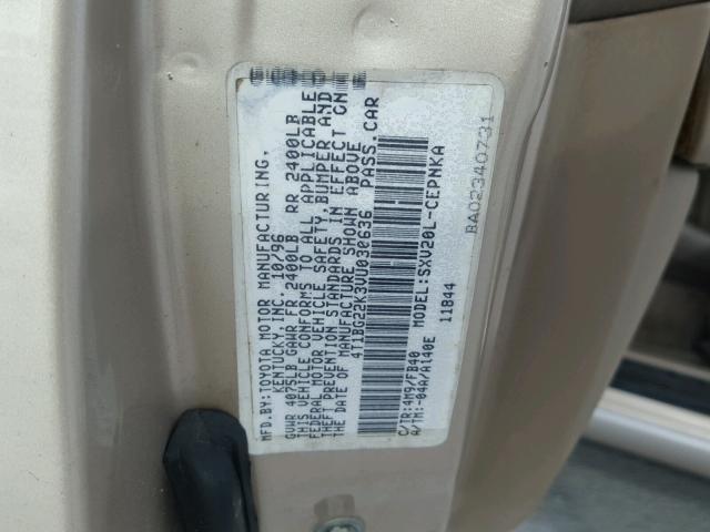 4T1BG22K3VU030636 - 1997 TOYOTA CAMRY CE GRAY photo 10