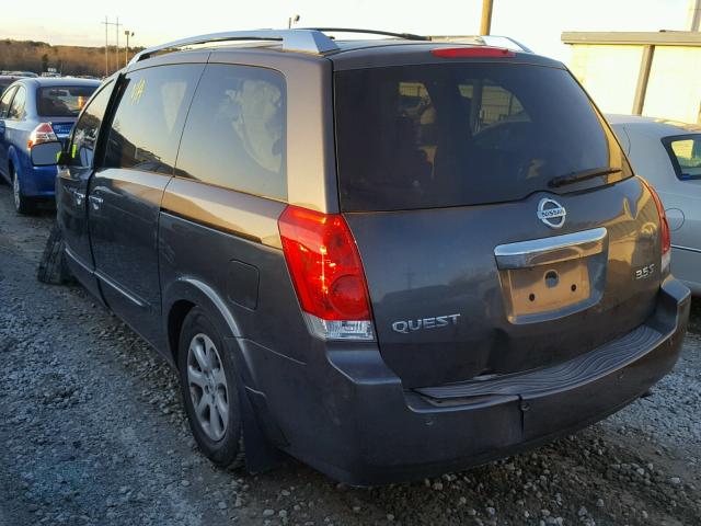 5N1BV28U19N105302 - 2009 NISSAN QUEST S GRAY photo 3