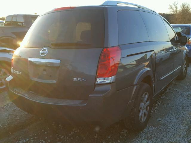 5N1BV28U19N105302 - 2009 NISSAN QUEST S GRAY photo 4