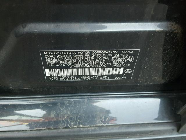 JTHBE262462003770 - 2006 LEXUS IS 350 CHARCOAL photo 10