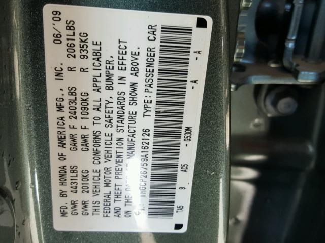 1HGCP26759A162126 - 2009 HONDA ACCORD EX 绿色 照片 10