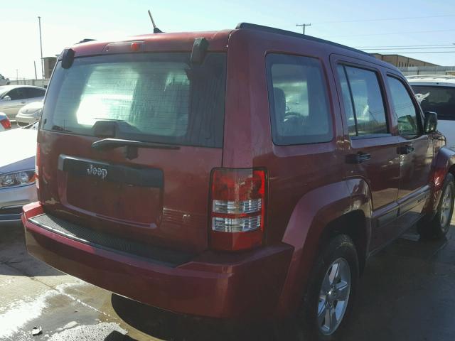 1C4PJLAKXCW159266 - 2012 JEEP LIBERTY SP BURGUNDY photo 4