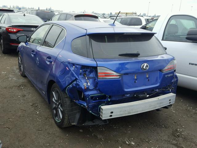 JTHKD5BH1D2170776 - 2013 LEXUS CT 200 BLUE photo 3