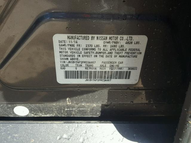 JN1BV7AP2FM334467 - 2015 INFINITI Q50 BASE Gris foto 10