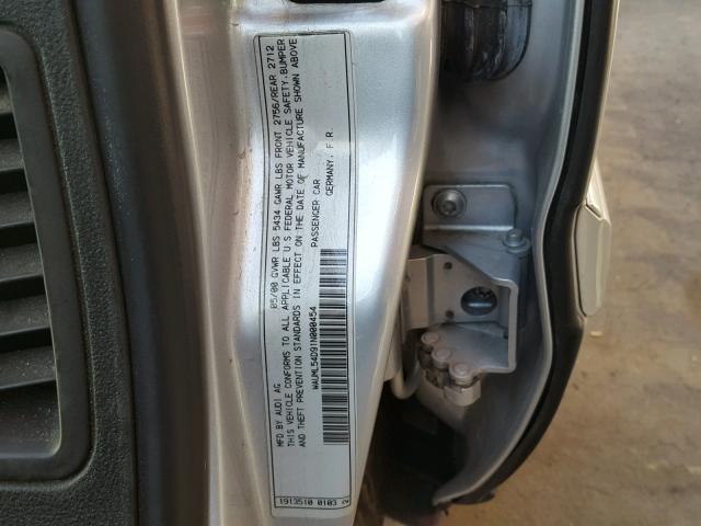 WAUML54D91N000454 - 2001 AUDI A8 L QUATT SILVER photo 10