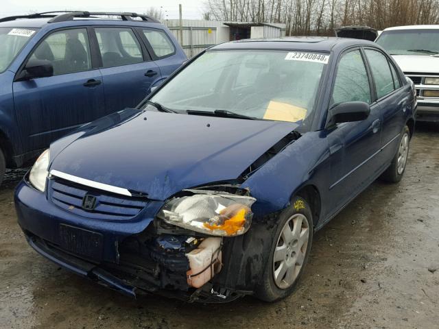 1HGES258X2L031107 - 2002 HONDA CIVIC EX BLUE photo 2