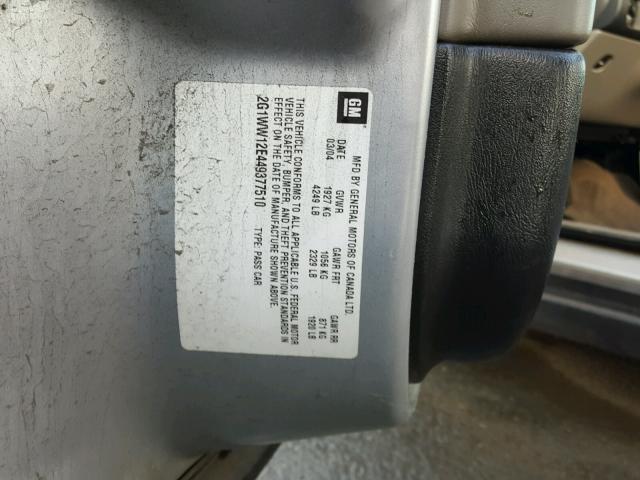 2G1WW12E449377510 - 2004 CHEVROLET MONTE CARL 银色 照片 10