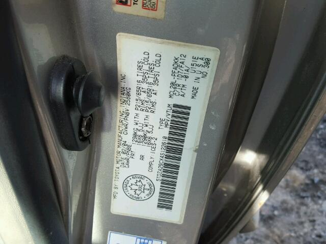 5TDZA29CX4S122610 - 2004 TOYOTA SIENNA CE SILVER photo 10