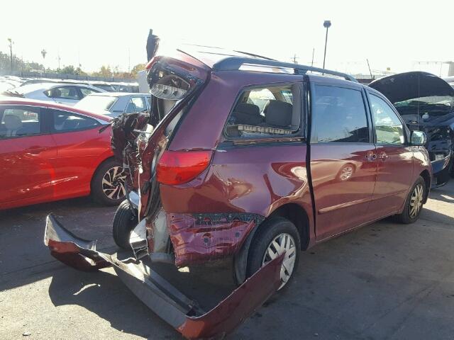 5TDZA23C06S404413 - 2006 TOYOTA SIENNA CE MAROON photo 4