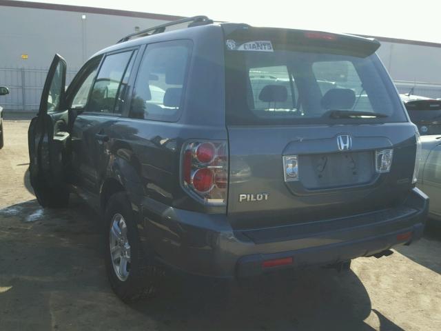 5FNYF18137B031761 - 2007 HONDA PILOT LX GRAY photo 3