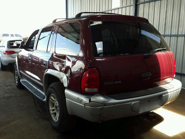 1B4HS58Z62F216087 - 2002 DODGE DURANGO SL MAROON photo 3