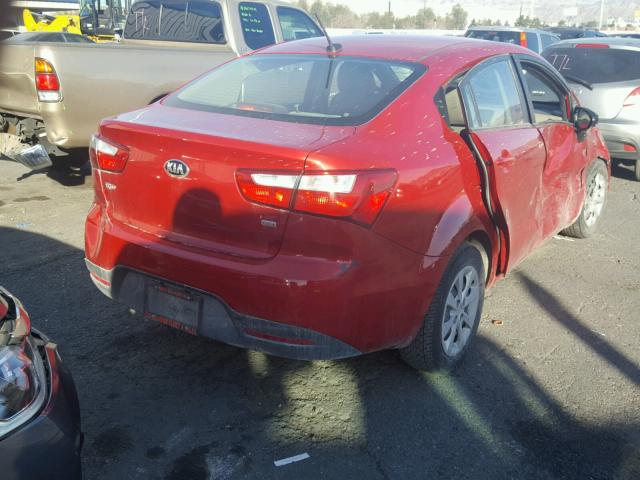 KNADM4A35E6384400 - 2014 KIA RIO LX RED photo 4