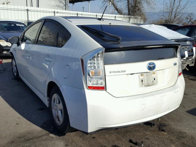 JTDKN3DU0A1240007 - 2010 TOYOTA PRIUS WHITE photo 3