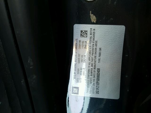 2G1FZ1EP0D9803438 - 2013 CHEVROLET CAMARO ZL1 黑色 照片 10