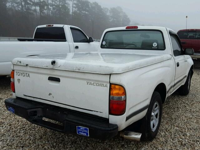 5TENL42N83Z211285 - 2003 TOYOTA TACOMA WHITE photo 4