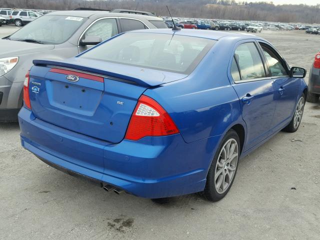 3FAHP0HAXCR435095 - 2012 FORD FUSION SE BLUE photo 4