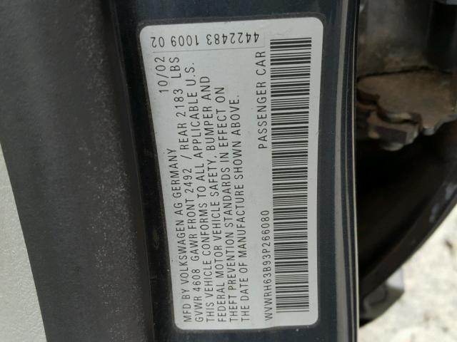 WVWRH63B93P266080 - 2003 VOLKSWAGEN PASSAT GLX 蓝色 照片 10