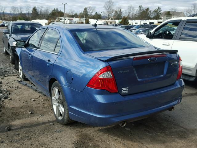 3FAHP0KCXAR102659 - 2010 FORD FUSION SPO BLUE photo 3