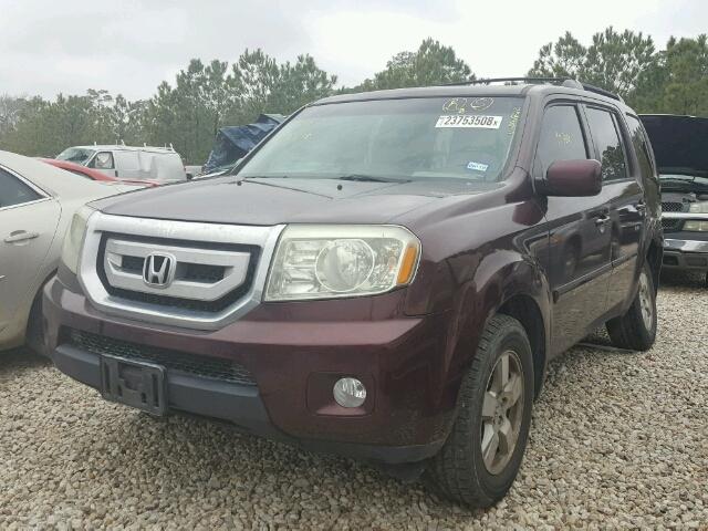 5FNYF3H75BB041720 - 2011 HONDA PILOT EXLN BURGUNDY photo 2