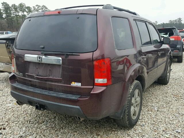 5FNYF3H75BB041720 - 2011 HONDA PILOT EXLN BURGUNDY photo 4