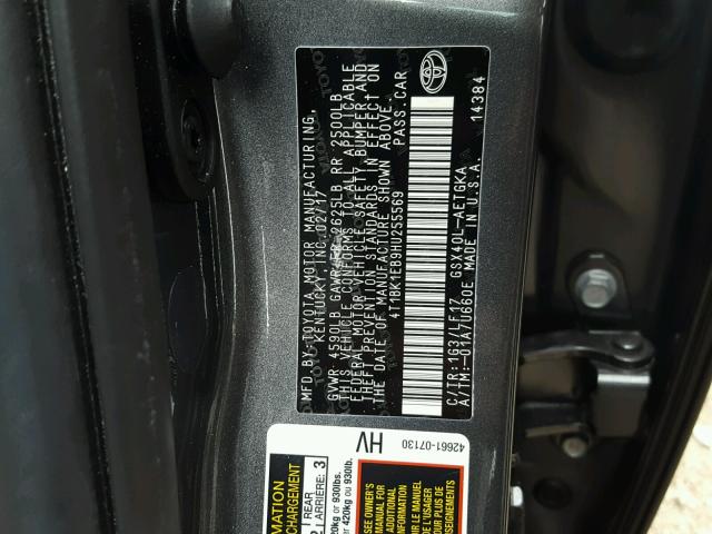 4T1BK1EB9HU255569 - 2017 TOYOTA AVALON XLE SILVER photo 10