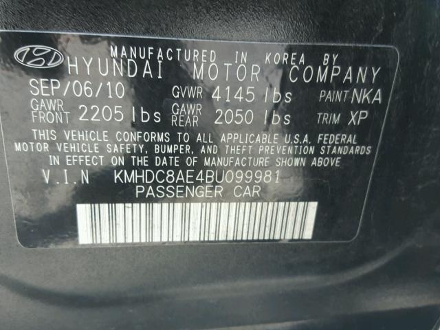 KMHDC8AE4BU099981 - 2011 HYUNDAI ELANTRA TO BLACK photo 10