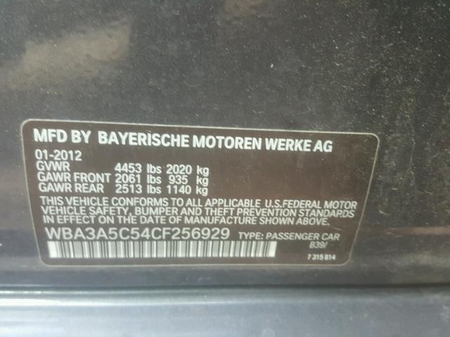 WBA3A5C54CF256929 - 2012 BMW 328 I GRAY photo 10