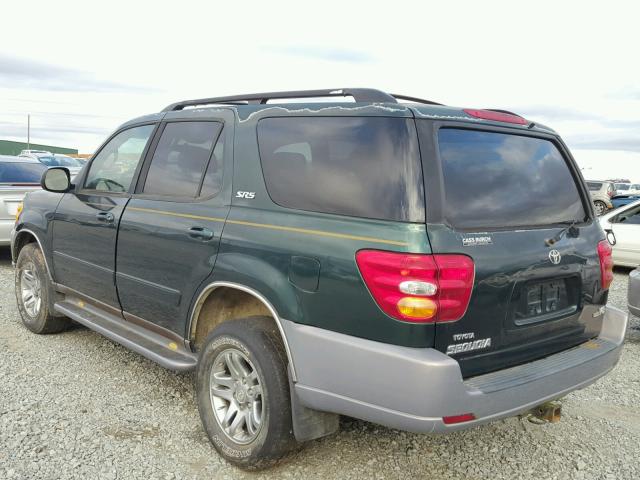 5TDZT34A52S082956 - 2002 TOYOTA SEQUOIA SR GREEN photo 3