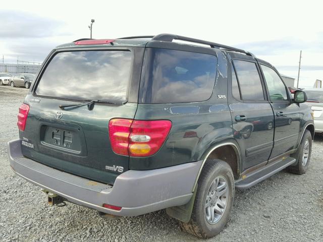 5TDZT34A52S082956 - 2002 TOYOTA SEQUOIA SR GREEN photo 4