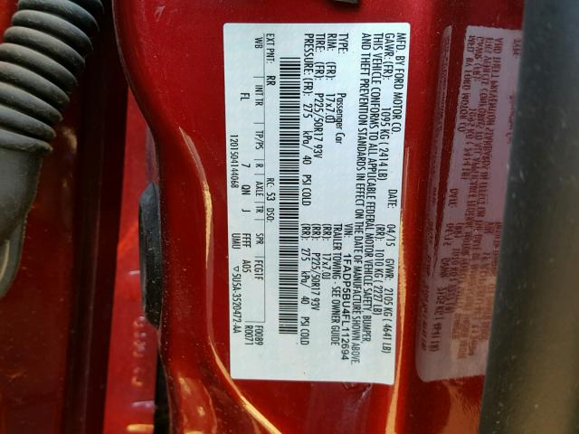 1FADP5BU4FL112694 - 2015 FORD C-MAX SEL RED photo 10