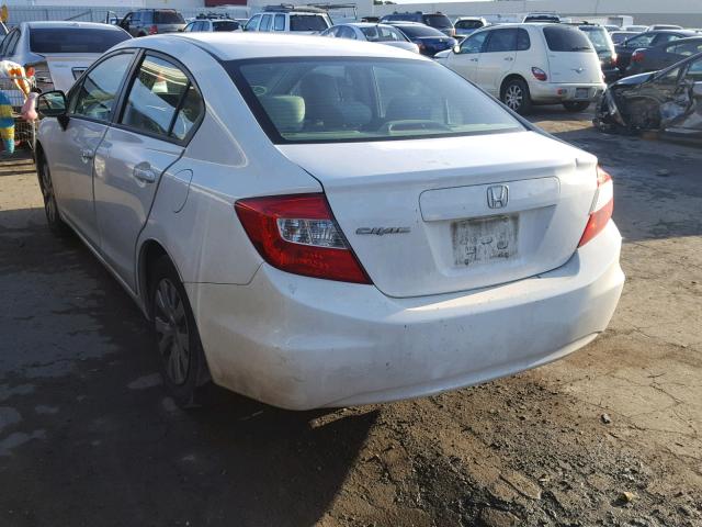 19XFB2F54CE332229 - 2012 HONDA CIVIC LX WHITE photo 3