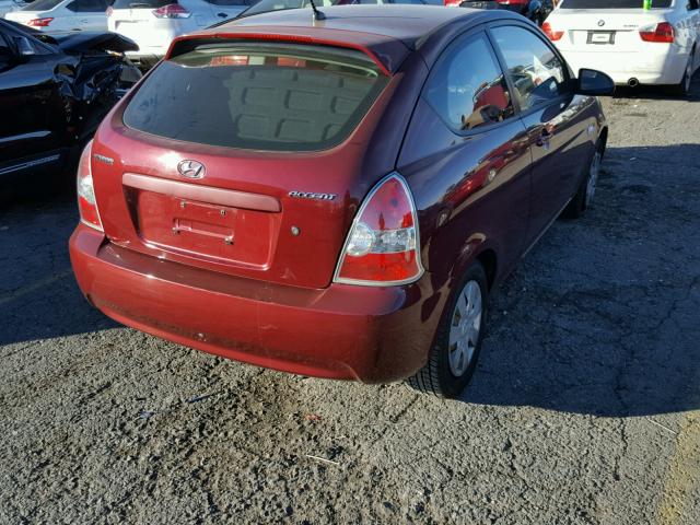 KMHCM36C87U042998 - 2007 HYUNDAI ACCENT GS RED photo 4