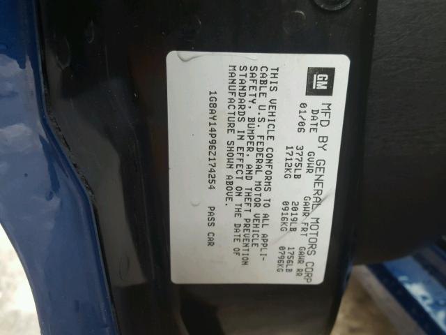 1G8AY14P96Z174254 - 2006 SATURN ION REDLIN BLUE photo 10